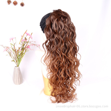 Ponytails Drawstring Wholesale 2 Tone Color Afro Kinky Heat Resistant Curly Long Synthetic Yaki Hair Piece Ponytail